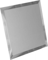 Квадратная зеркальная серебряная матовая плитка с фацетом 10мм КЗСм1-01 - 180х180 мм/10шт