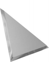 Треугольная зеркальная серебряная матовая плитка с фацетом 10мм ТЗСм1-01 - 180х180 мм/10шт